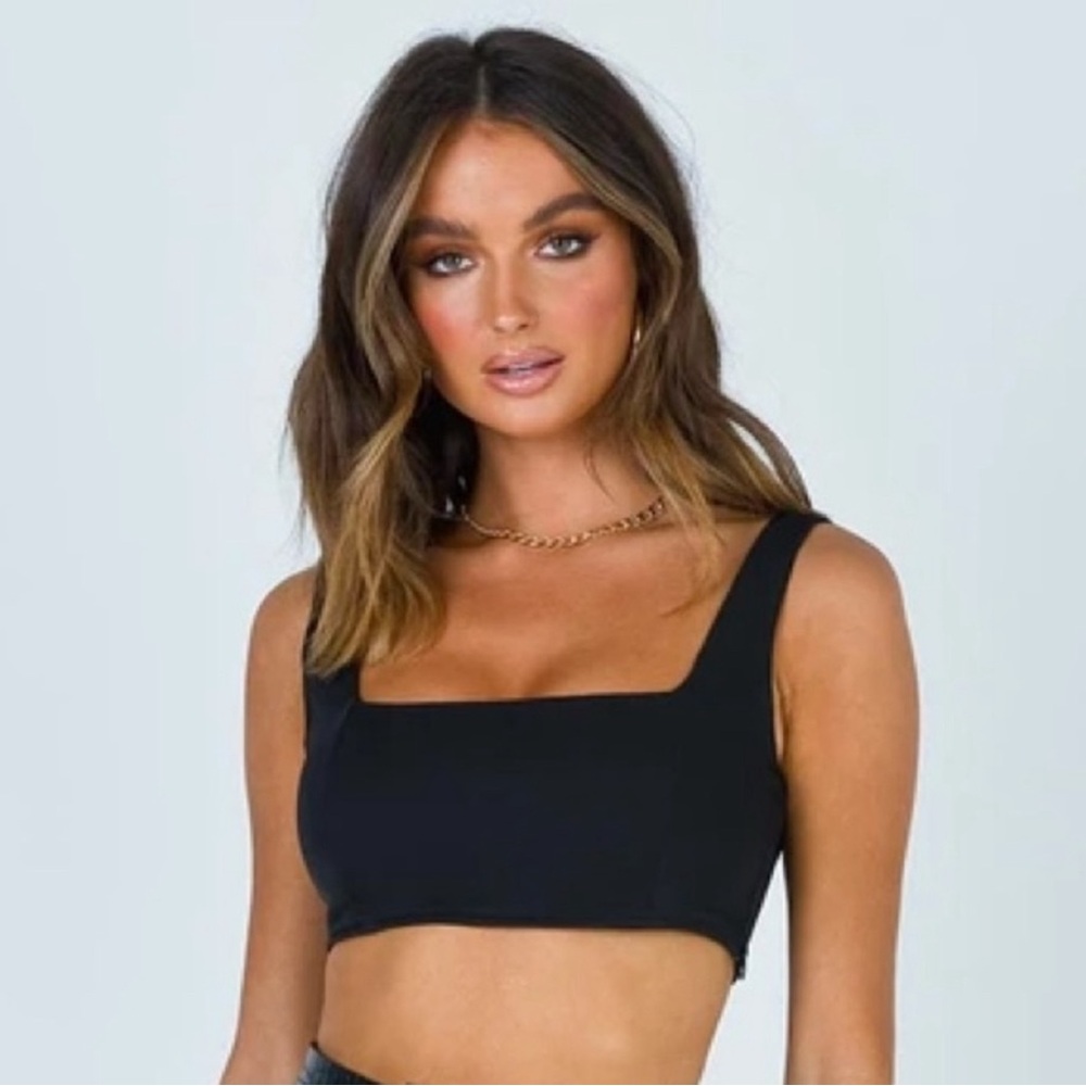 Princess Polly Huxley Top Women’s Size 8 Black NWT